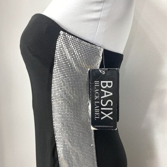 NWT BASIX BLACK LABEL KITSON BLACK SILVER METALLIC MINI PARTY DRESS - 4 - Picture 5 of 11